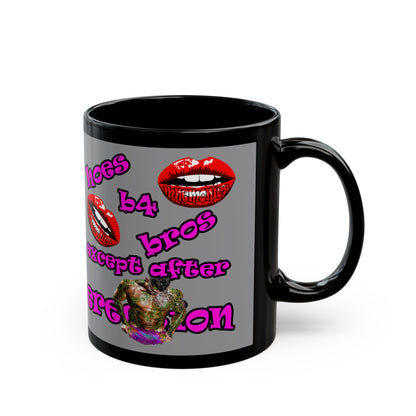hoes b4 bros - Black Mug (grey)
