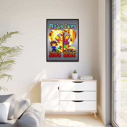 love peace - framed canvas art (brushed nickel)