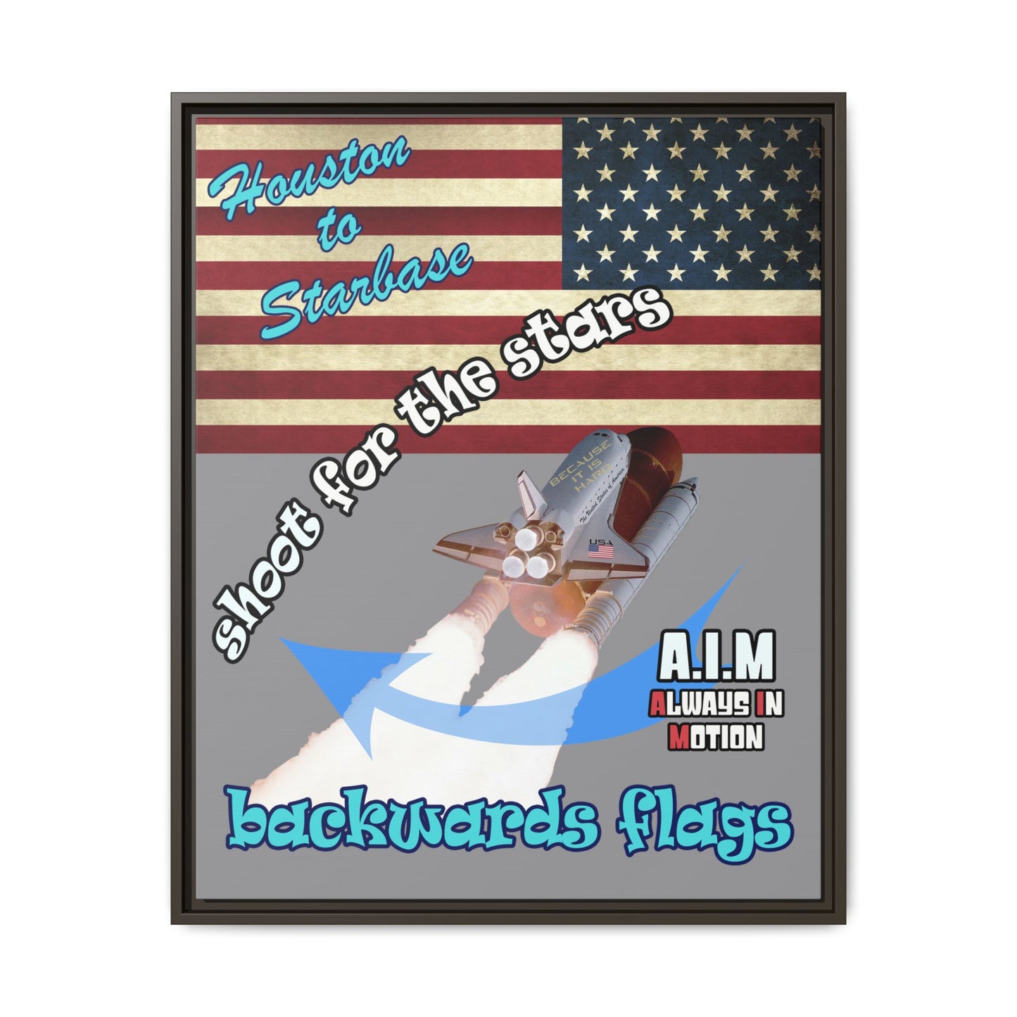 shoot for the stars - framed canvas art (grey)