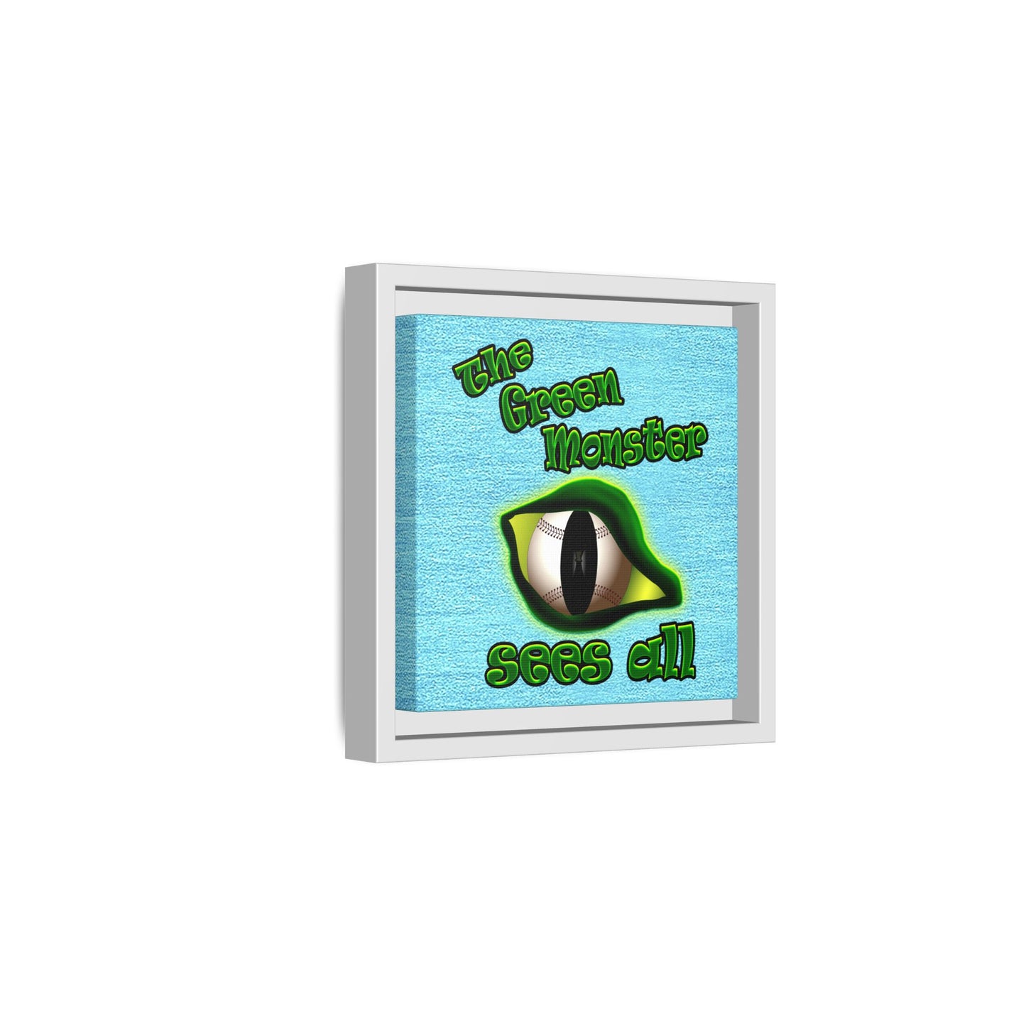 green monster - framed canvas art (faded blue)