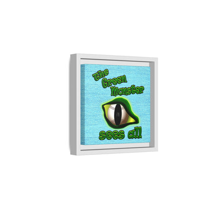 green monster - framed canvas art (faded blue)