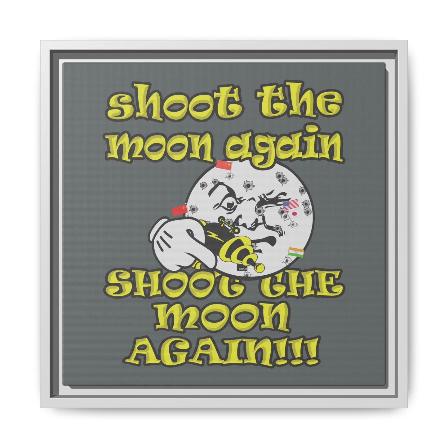 shoot the moon again - framed canvas art (dark grey)