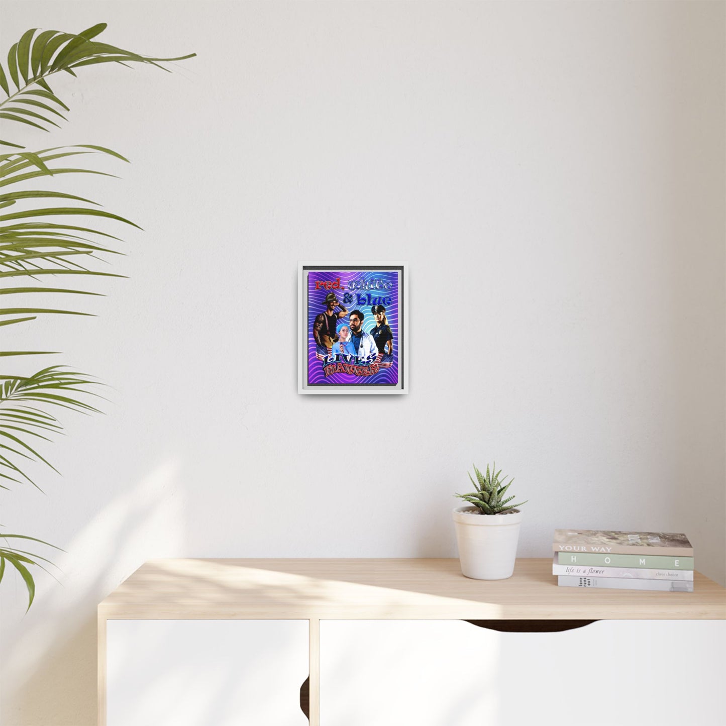 rw&b lives matter - framed canvas art (purple wave)