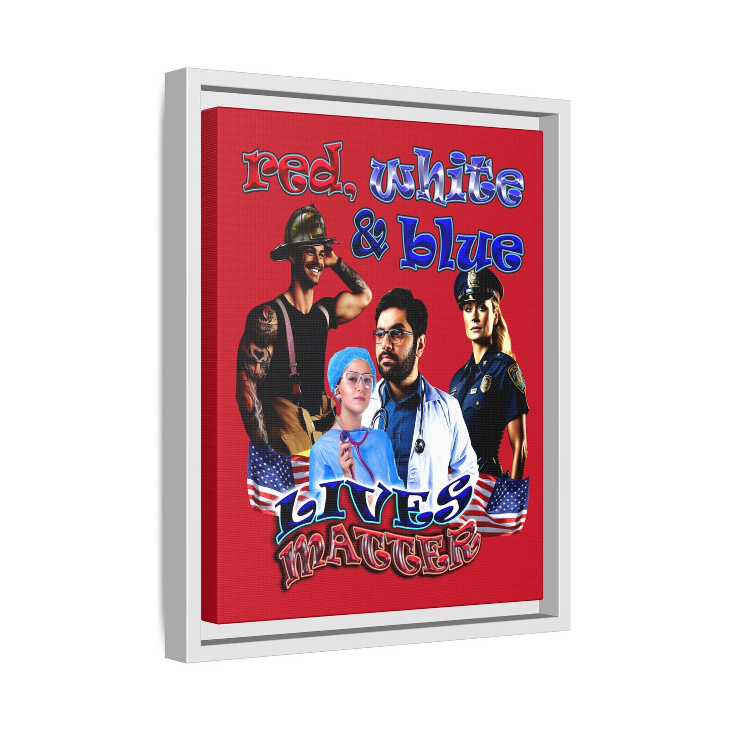 rw&b lives matter - framed canvas art (dark red)