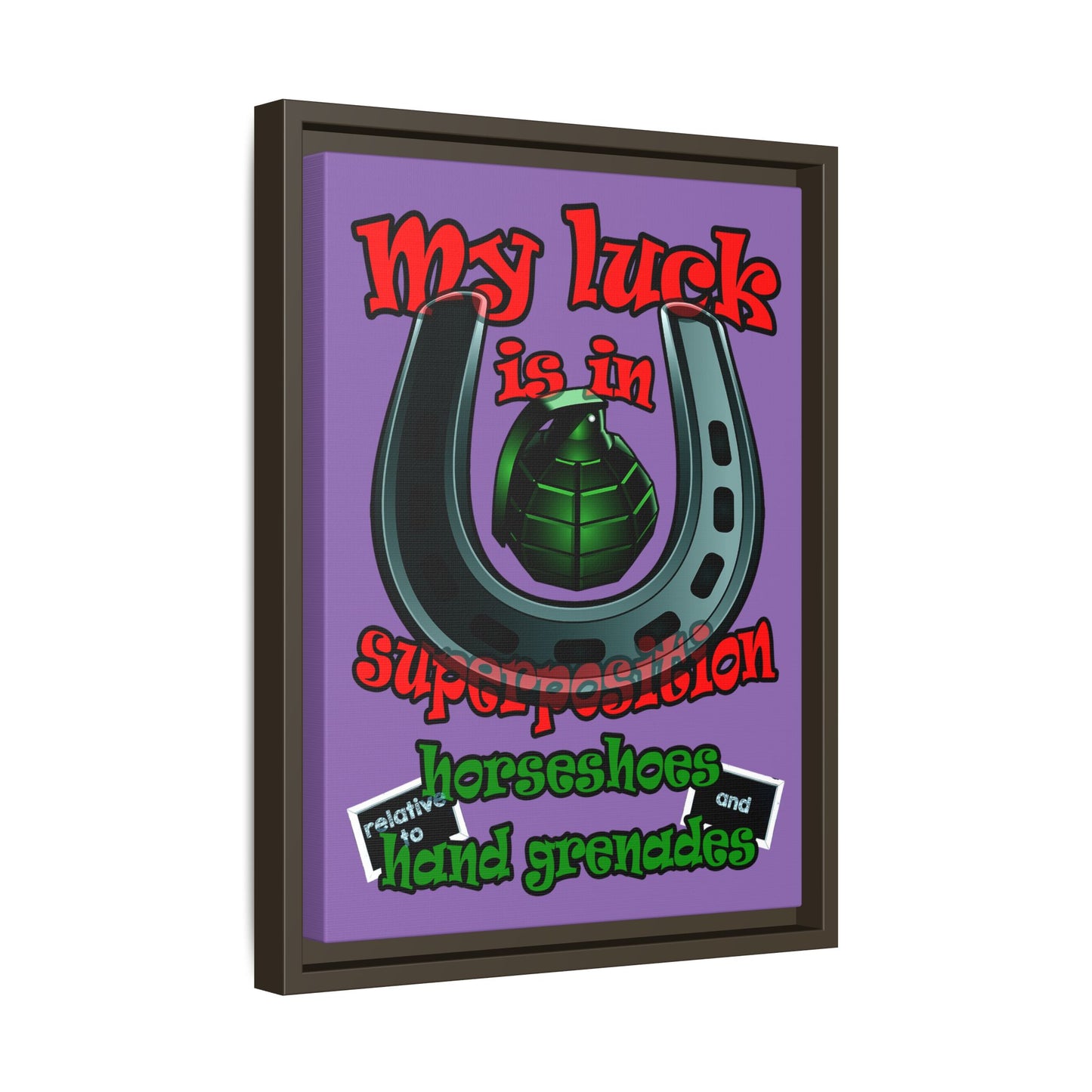 my luck - framed canvas art (light purple)