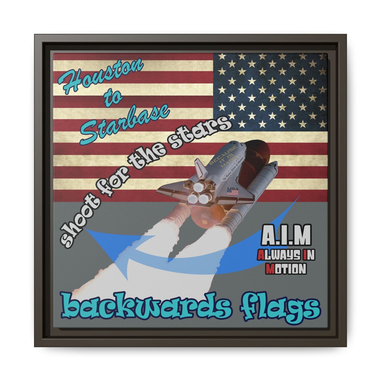 shoot for the stars - framed canvas art (dark grey)