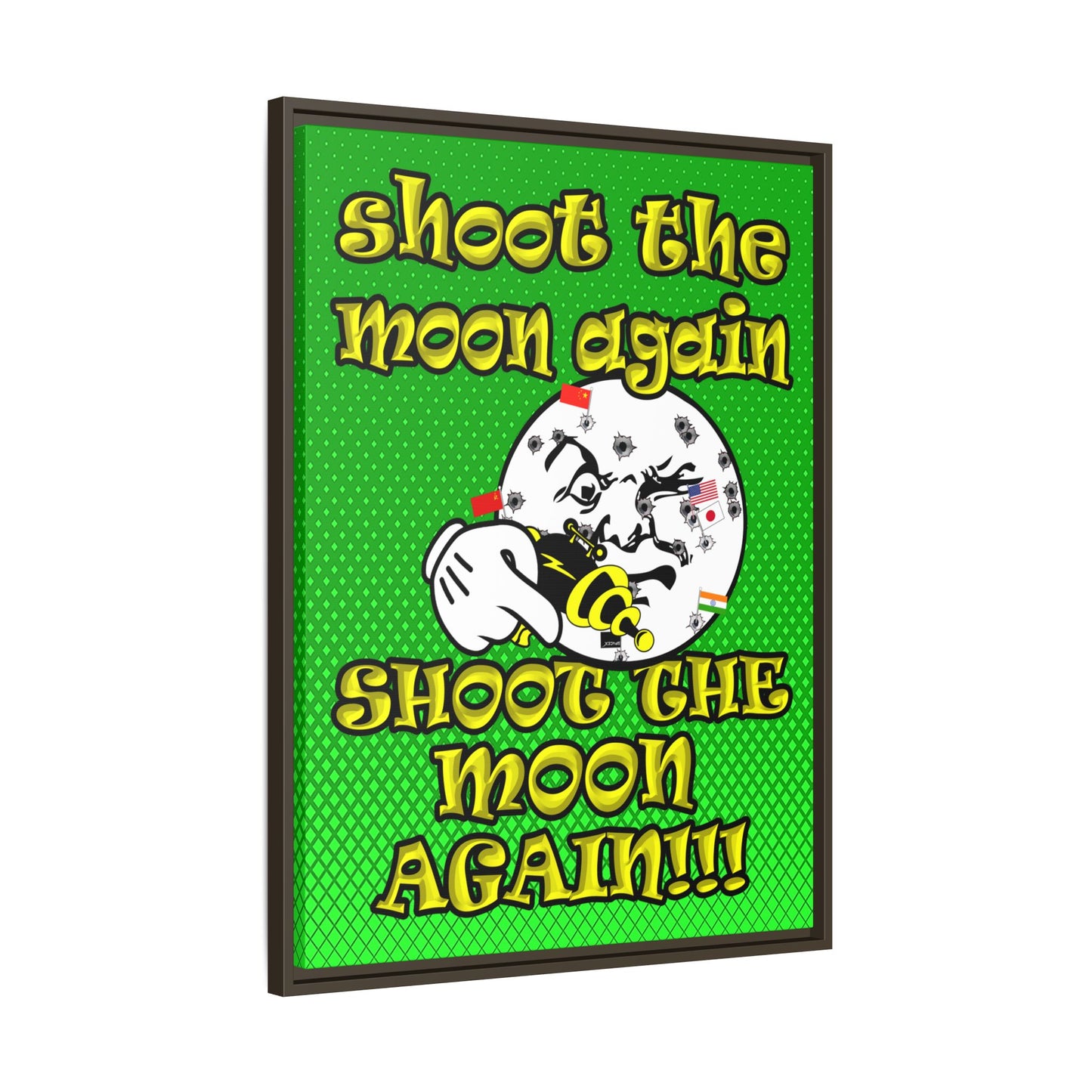 shoot the moon again - framed canvas art (logo green)