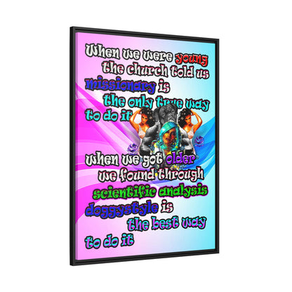 doggystyle - framed canvas art (light blue-pink wave)