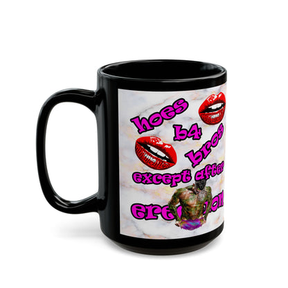 hoes b4 bros - Black Mug (white marble)