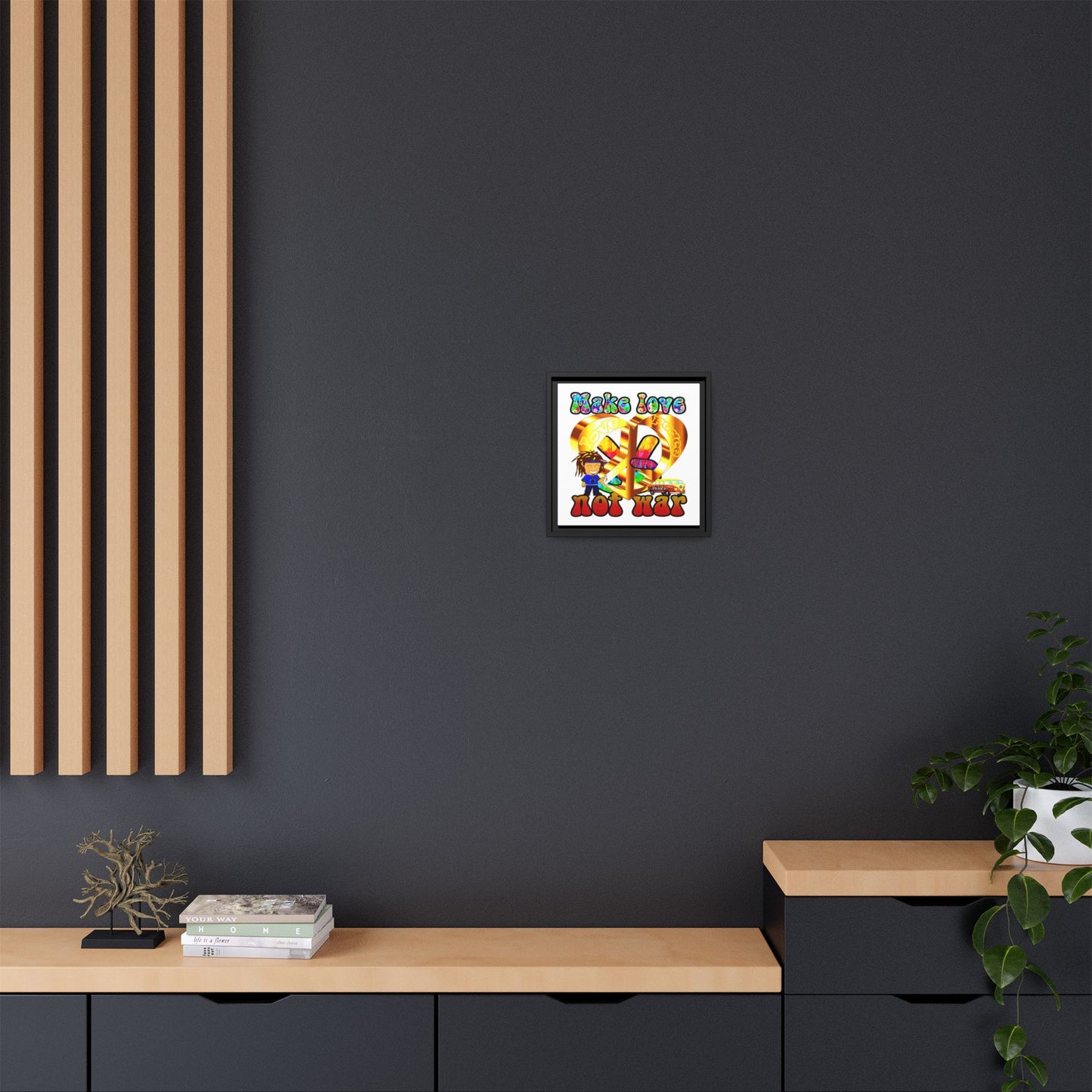 love peace - framed canvas art (white)