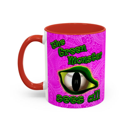 green monster - Accent Mug (pink swirl)