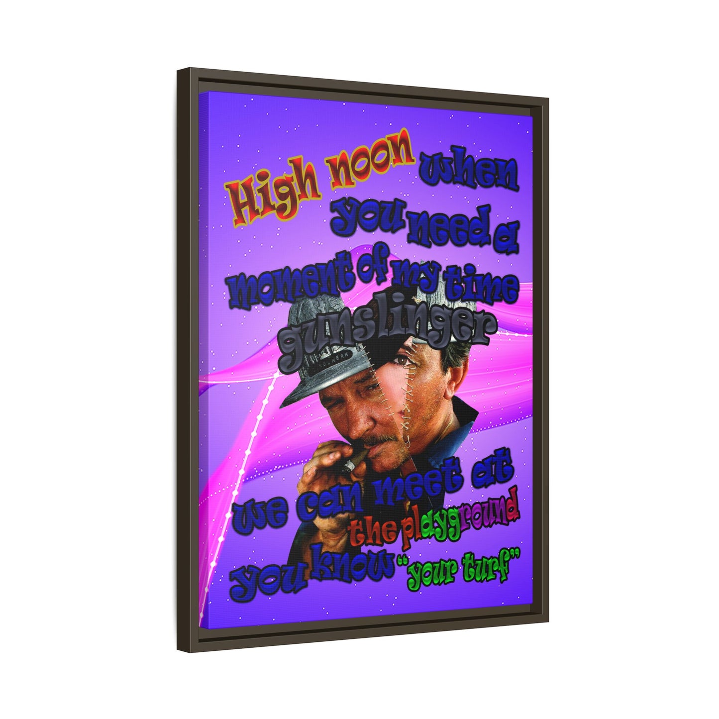 high noon - framed canvas art (purple-pink wave)