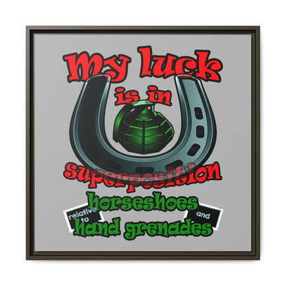 my luck - framed canvas art (light grey)
