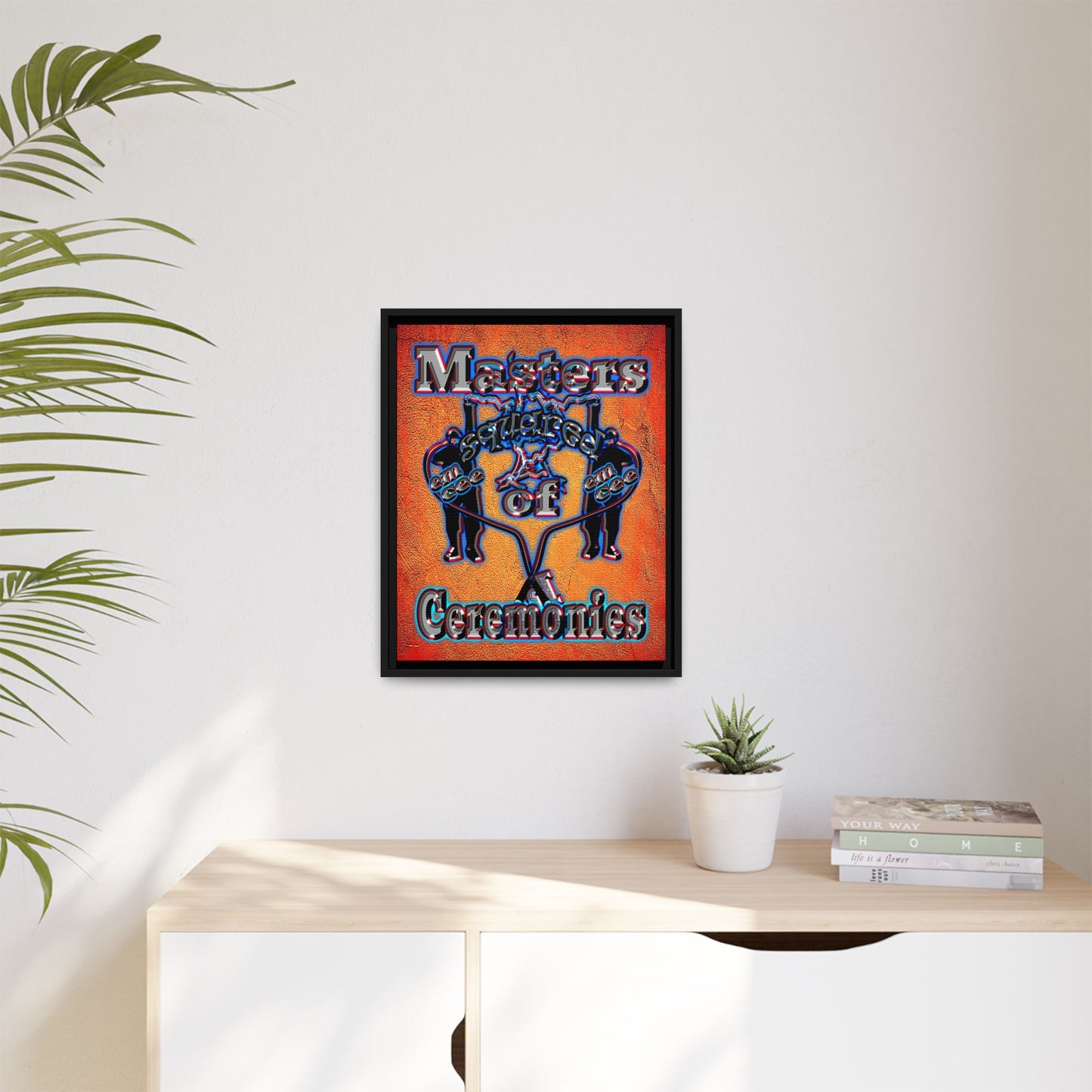 em cee squared - framed canvas art (burnt orange)