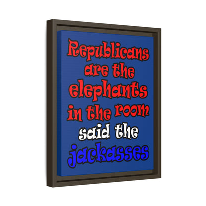 donkeys and elephants - framed canvas art (dark blue)