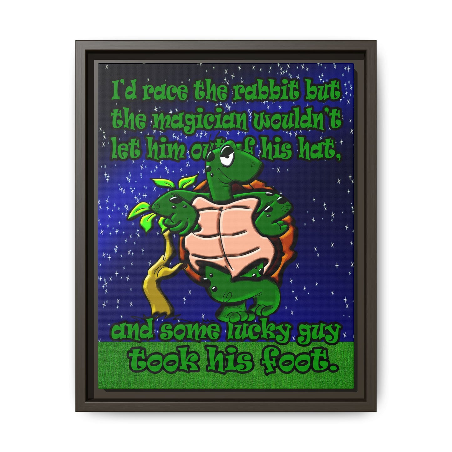 turtle race - framed canvas art ('snoops' background)