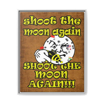 shoot the moon again - framed canvas art (brown papyrus)