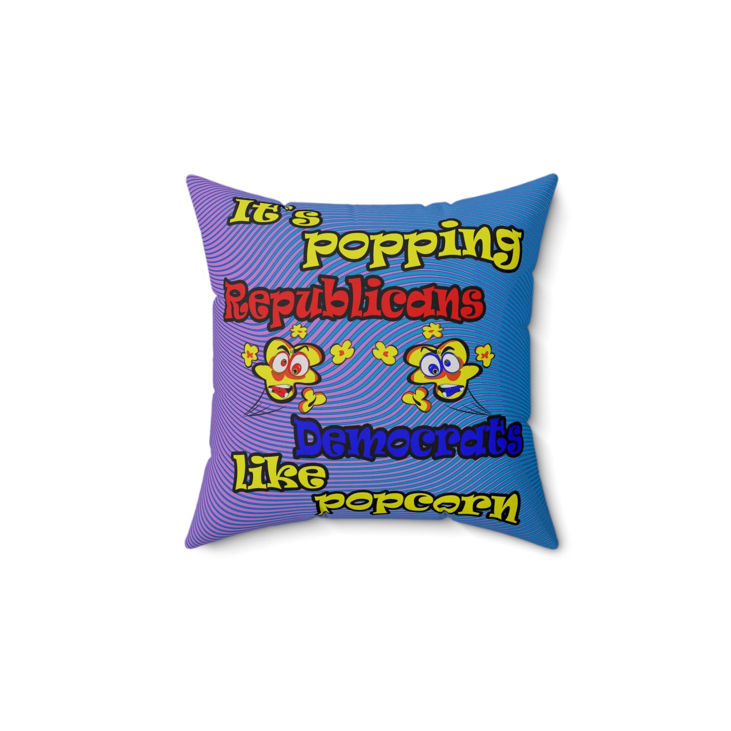 popping like popcorn - Spun Polyester Square Pillow - (light blue-purple wave)