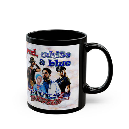 rw&b lives matter - Black Mug (white marble)