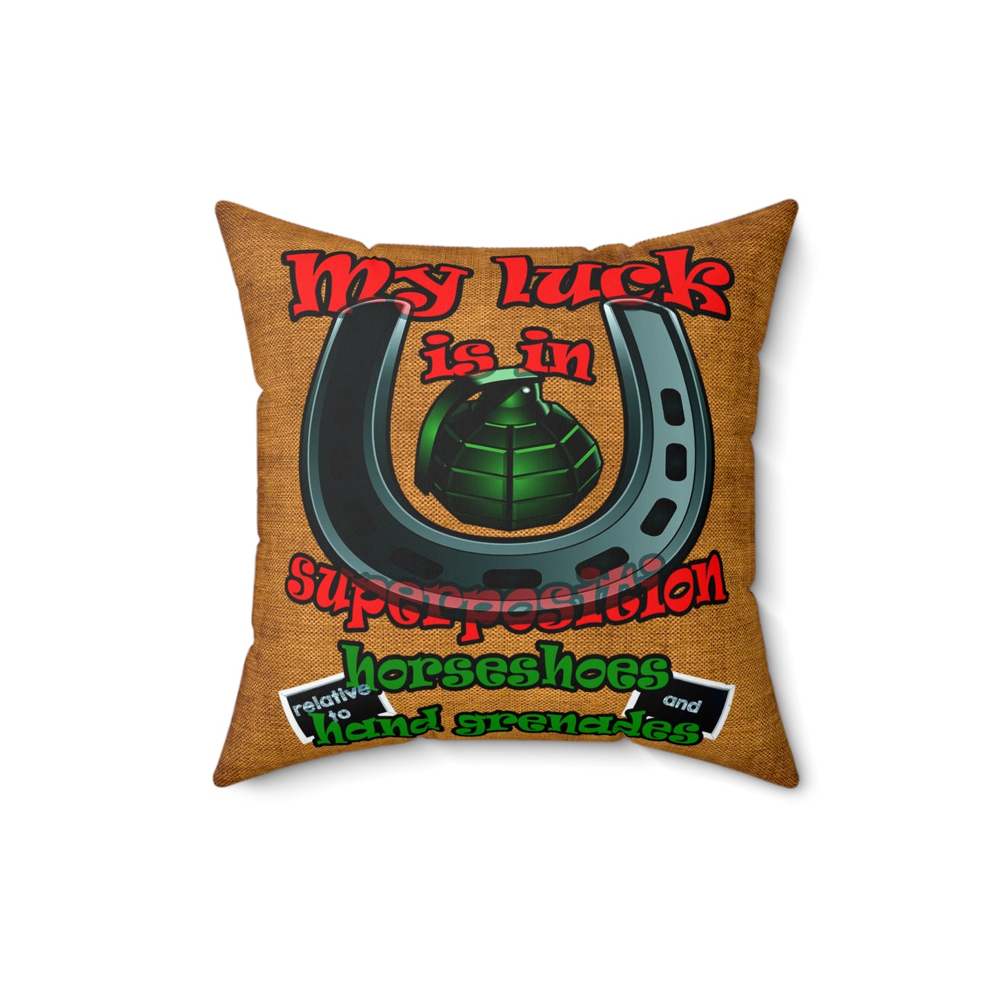 my luck - Spun Polyester Square Pillow - (dichromatic brown papyrus)