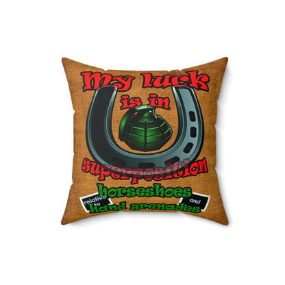 my luck - Spun Polyester Square Pillow - (dichromatic brown papyrus)