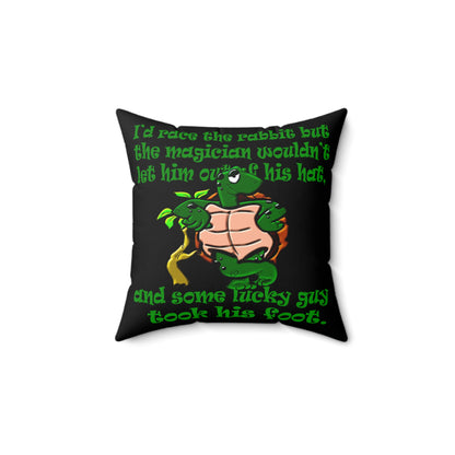 turtle race - Spun Polyester Square Pillow - (black)