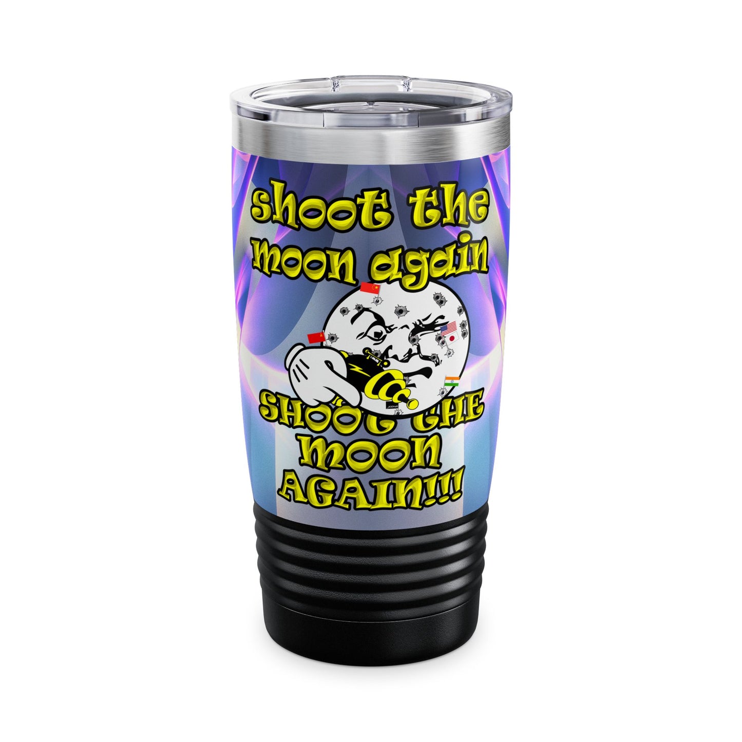 shoot the moon again - Ringneck Tumbler, 20oz (grey-pink wave)