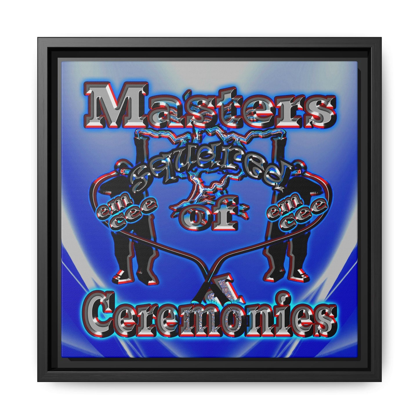 em cee squared - framed canvas art (blue-white wave)