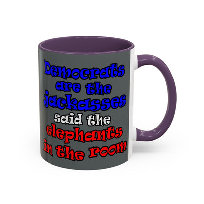 donkeys and elephants - Accent Mug (dark grey)