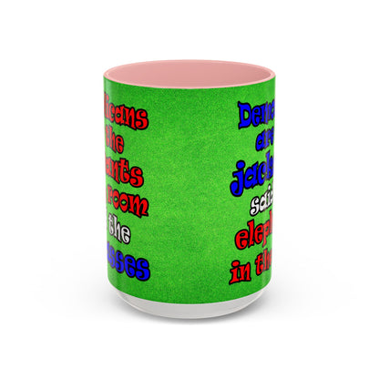 donkeys and elephants - Accent Mug (green turf)