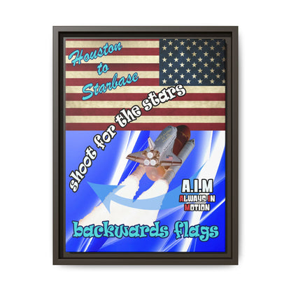 shoot for the stars - framed canvas art (blue-white wave)