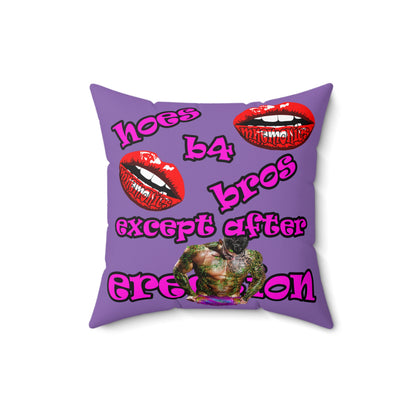 hoes b4 bros - Spun Polyester Square Pillow - (light purple)