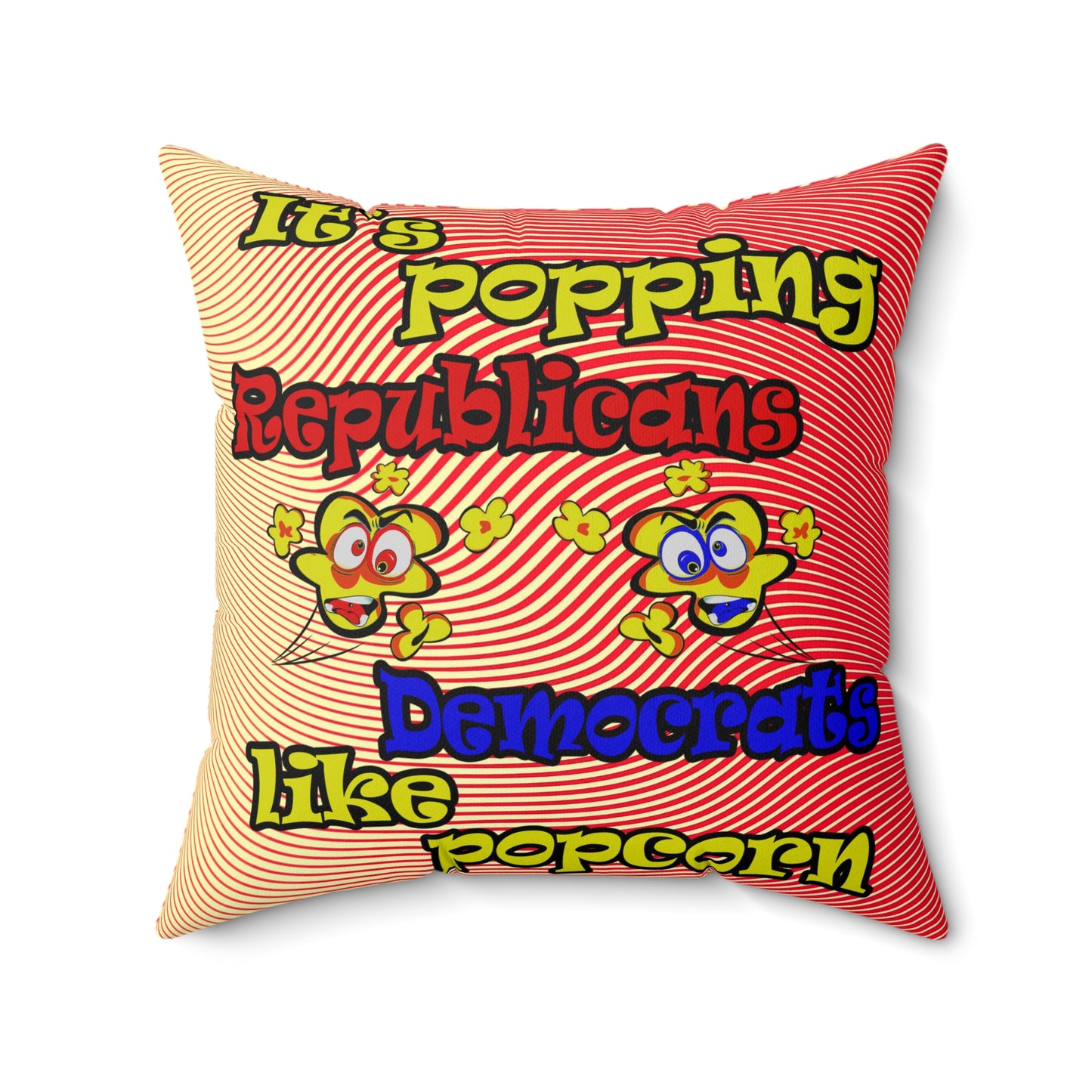 popping like popcorn - Spun Polyester Square Pillow - (yellow-orange wave)