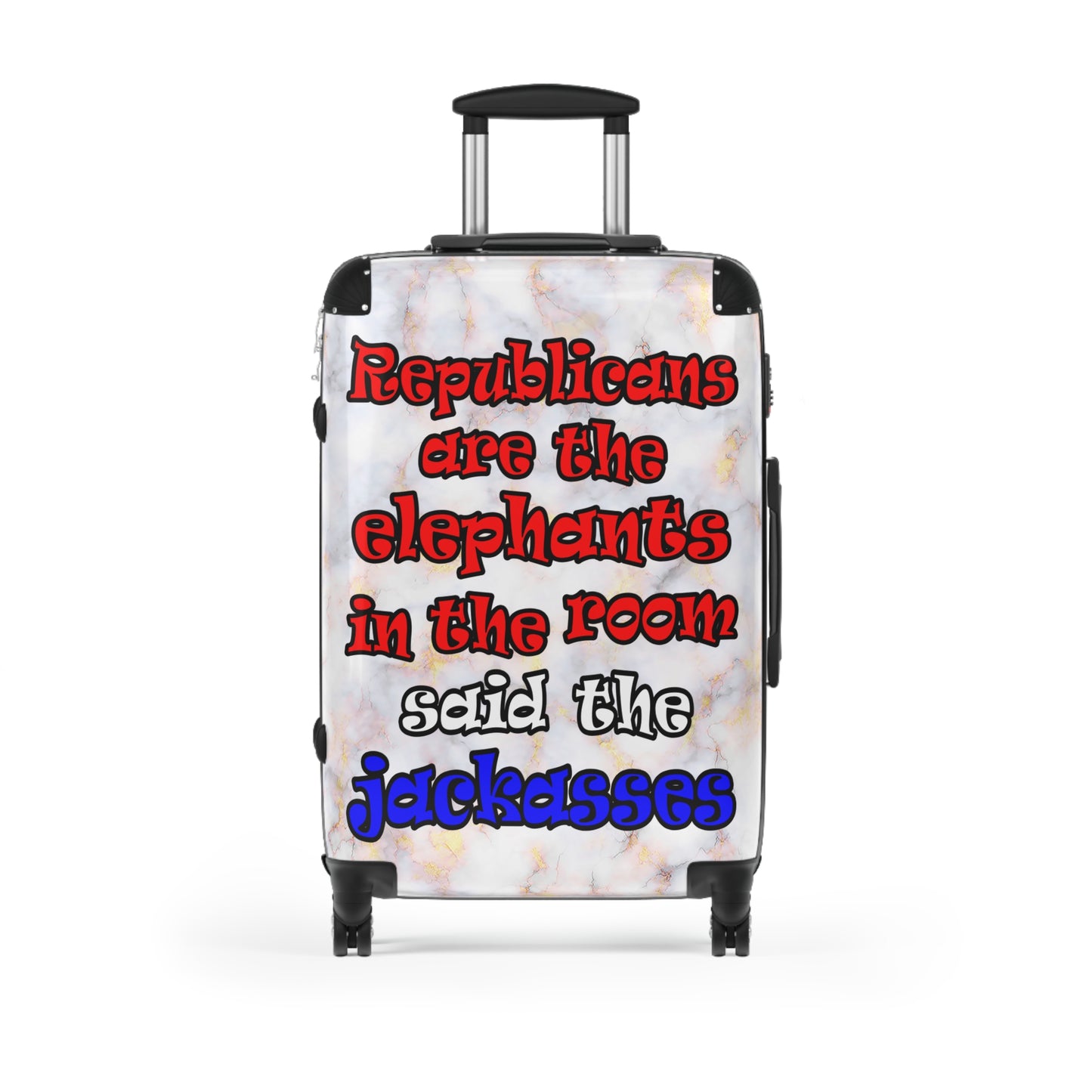 donkeys and elephants - Suitcase (white marble)