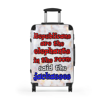 donkeys and elephants - Suitcase (white marble)