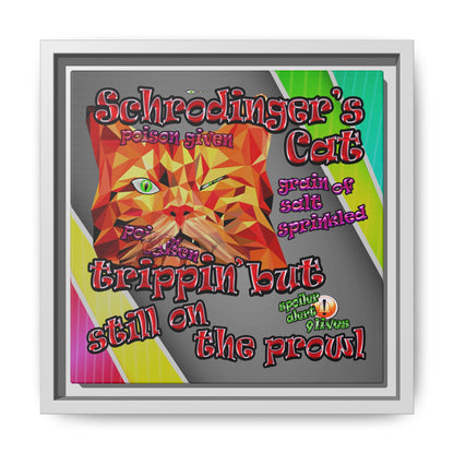 schrodinger's cat - framed canvas art (rainbow split)