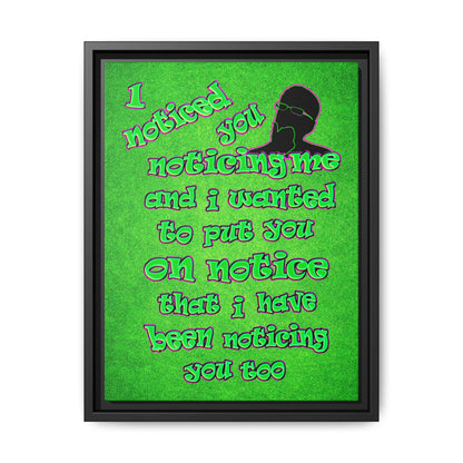noticed you noticing - framed canvas art (green turf)