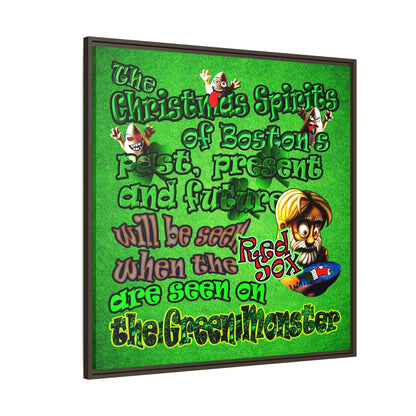 christmas spirits of boston - framed canvas art (green turf)