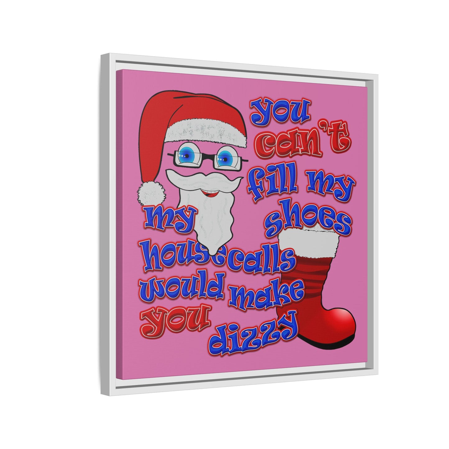 santa's shoes - framed canvas art (light pink)