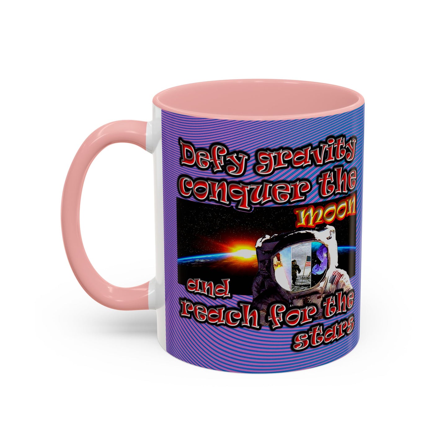 defy conquer reach - Accent Mug (light blue-purple wave)