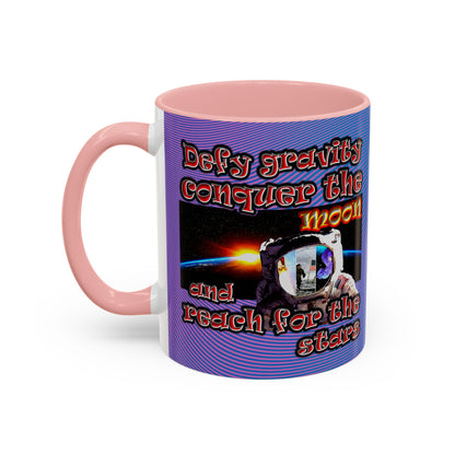 defy conquer reach - Accent Mug (light blue-purple wave)