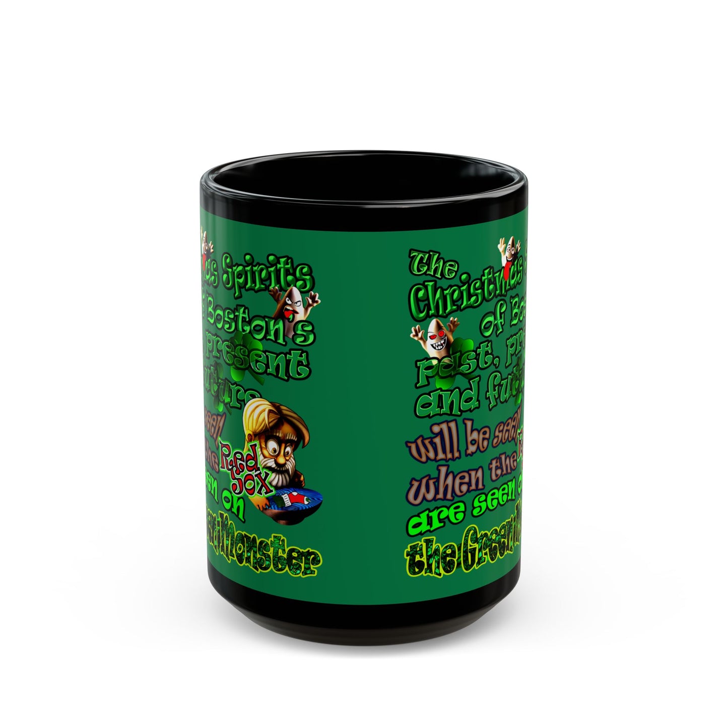 christmas spirits of boston - Black Mug (dark green)