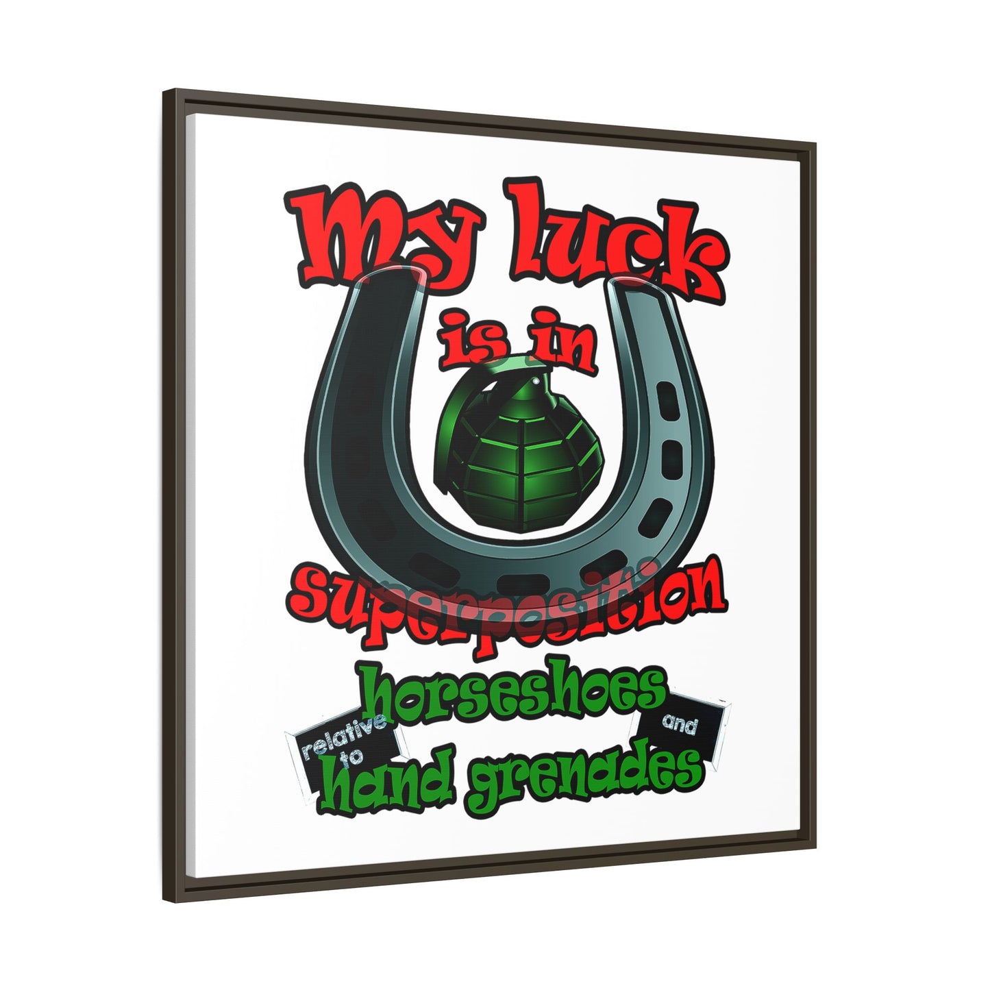 my luck - framed canvas art (white)