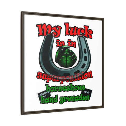 my luck - framed canvas art (white)