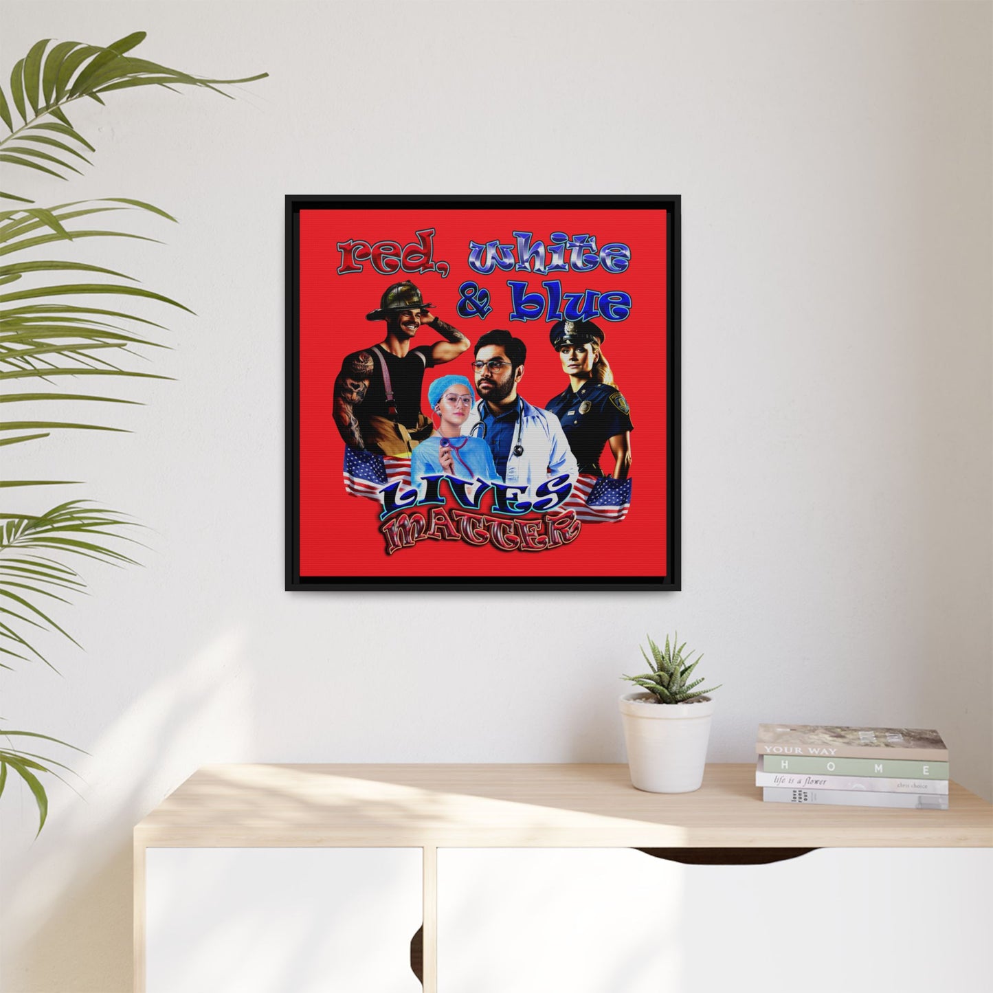 rw&b lives matter - framed canvas art (red)