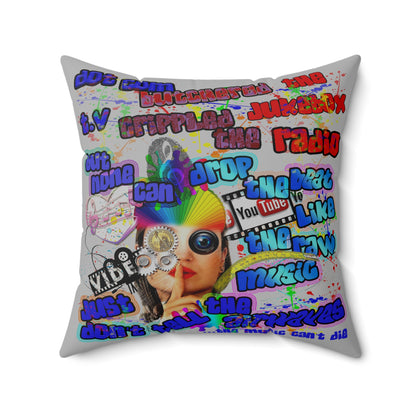 drop the beat - Spun Polyester Square Pillow - (light grey)