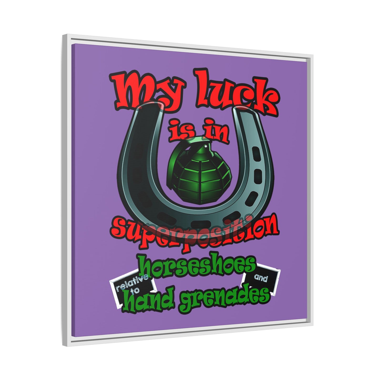 my luck - framed canvas art (light purple)