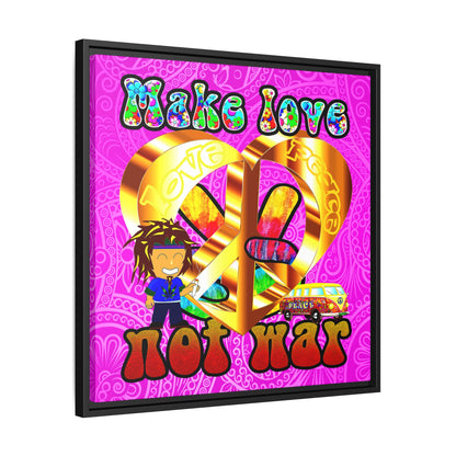love peace - framed canvas art (pink swirl)