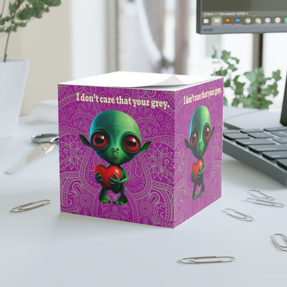 I don't care that your grey - note cube (pink swirl)
