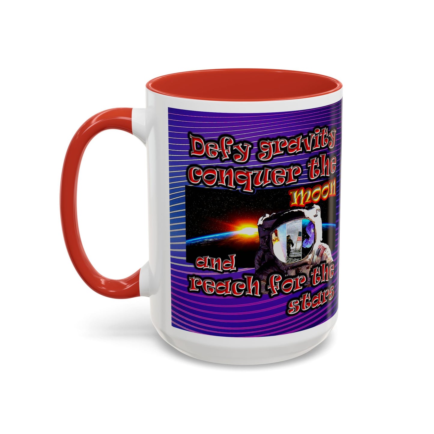 defy conquer reach - Accent Mug (purple wave)
